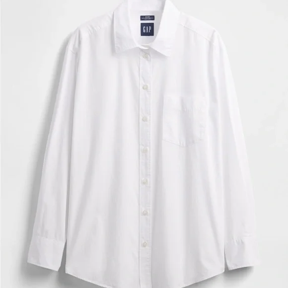 Gap Organic Cotton Poplin Big Shirt - White, XS Petite, NWT - Picture 6 of 7